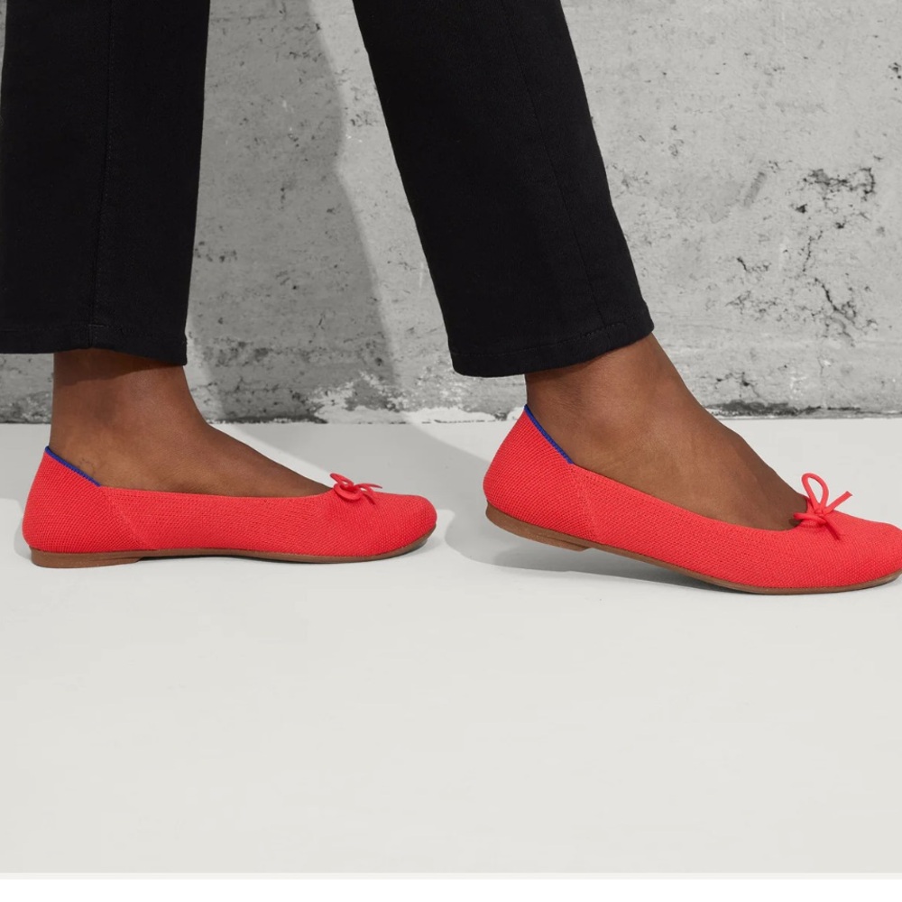 Rothy’s Ballet Flats Glamour Red with bows balletcore coquette